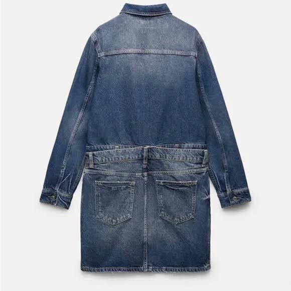 ZARA Layered Asymmetrical Denim Jean Dress - Picture 4 of 14